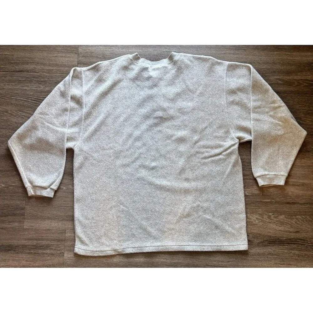 Vintage Somers Fleece Henley Long Sleeve Oatmeal Color Made In Colorado USA Sz L